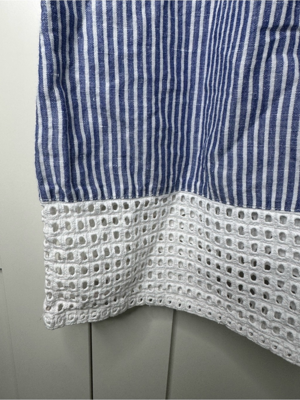 J. Crew Striped Eyelet Swim Tunic Cover-Up Dress Linen/Cotton Blend Size Small - Picture 8 of 15